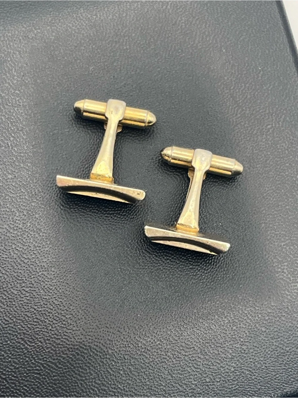 MCM atomic starburst Pioneer gold tone diamond chip vintage cufflinks 1960’s
